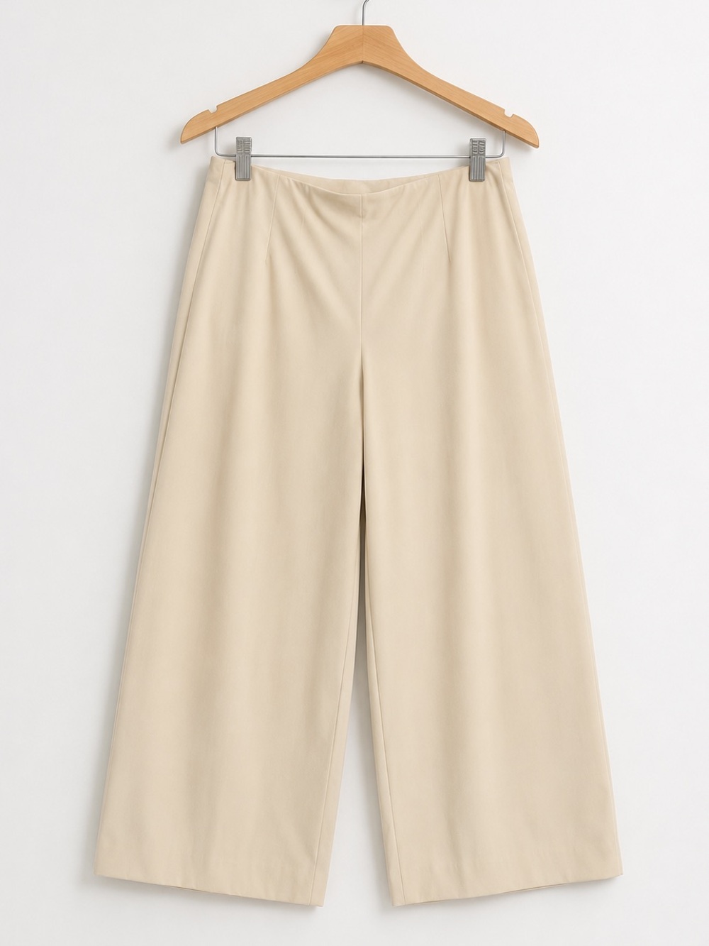 Anne Klein Crepe Wide Leg Crop Pants Pull On High Rise Parchment Ivory XL NEW - Picture 1 of 13
